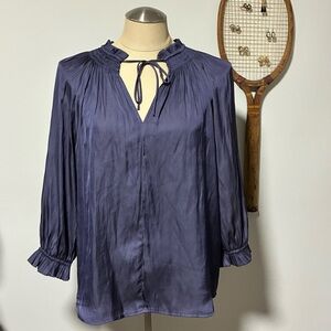 Lucky Brand Satin Purple Peasant Blouse, small